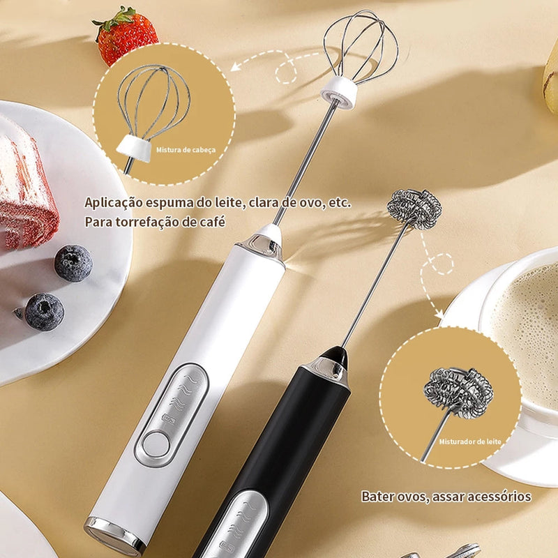 Batedor Misturador MixPerfeito Portátil e Elétrico para Bebidas Leite Café